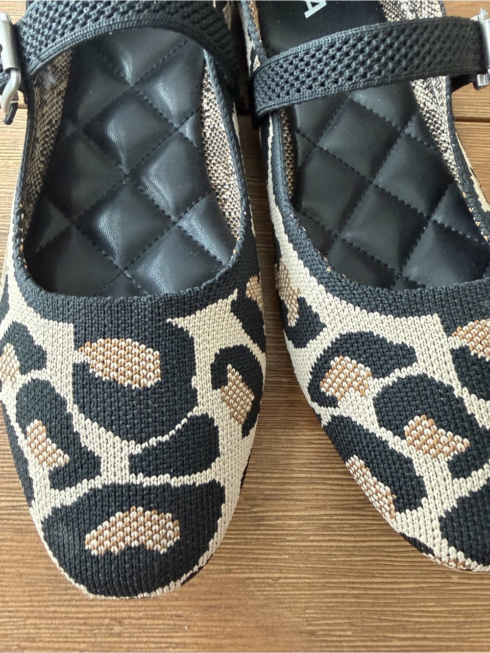 MIA Leopard Print Mary Jane Flats in Black and Beige - Picture 3 of 5
